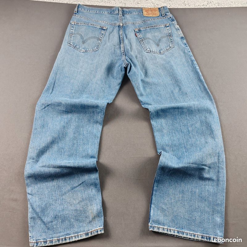 Jeans Homme Coupe Droite 5 Poches Pantalon en Jean Effet Délavé - Bleu