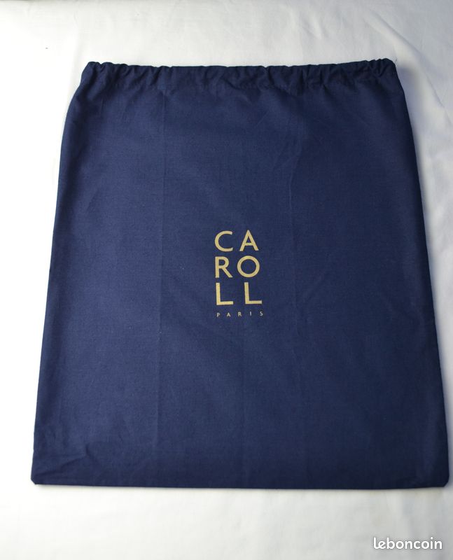 Sac à main cuir lisse et velours bleu avec rabat à gros pois bleu – Etat neuf - Caroll (image 10)