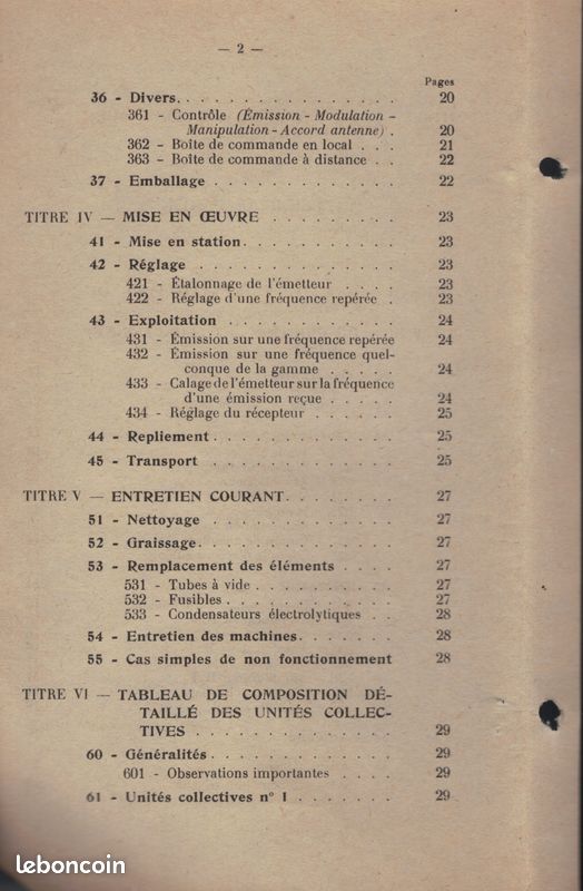 Rare ancien manuel radio militaire de 1946 Trans.- MT -56 - Poste émetteur-Récepteur SARAM 5-21 Période Guerre Indochine - Jeep, Dodge, GMC 83 pages et 13 planches (image 3)