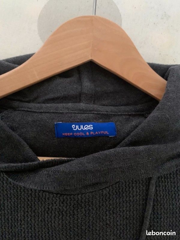 Pull gris fin à capuche Jules Taille S (image 3)