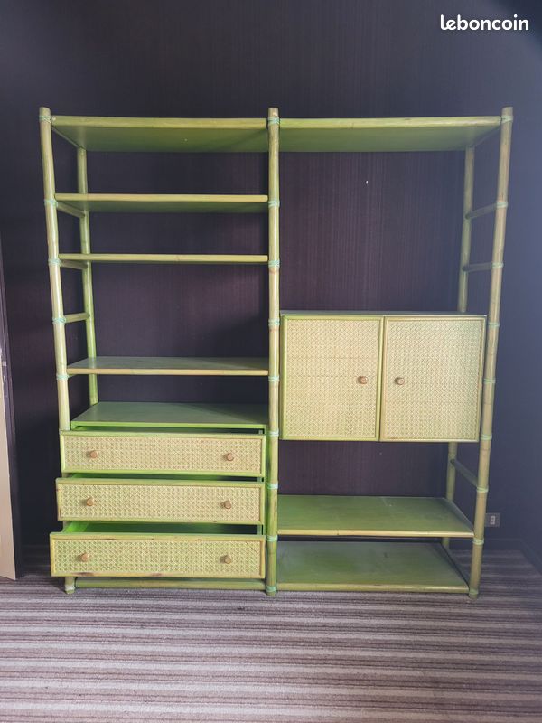 Bibliothèque bambou roche bobois vintage (image 4)