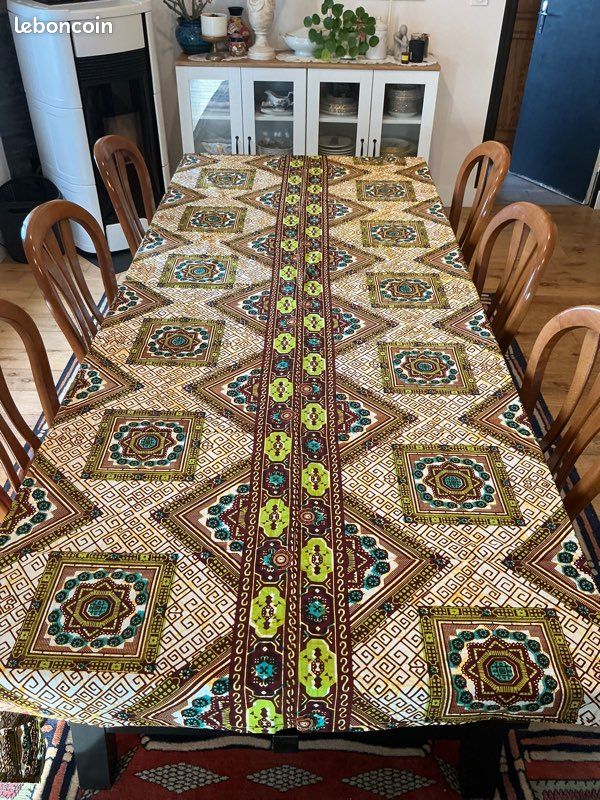 Nappe et 6 serviettes en tissu wax (image 1)