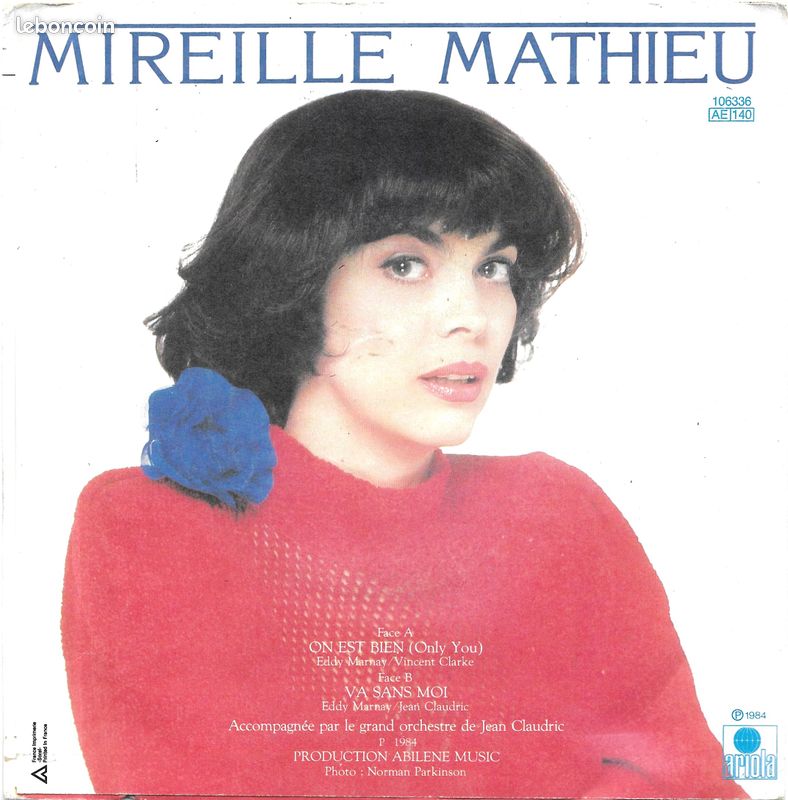 Mireille Mathieu : On Est Bien / Va Sans Moi [Vinyle 45 tours 7"] 1984 (image 2)