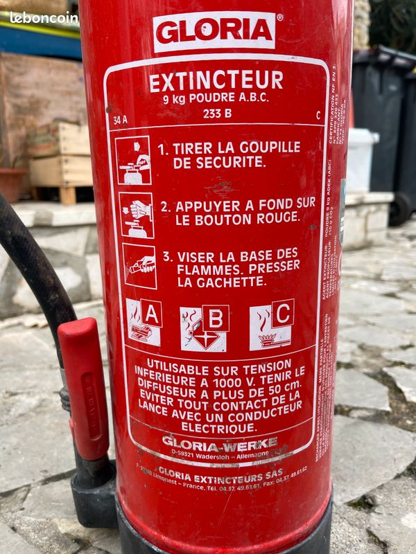 Extincteur Gloria PH9 PRO 9KG – Poudre ABC, Puissance Max, Avec Support Mural