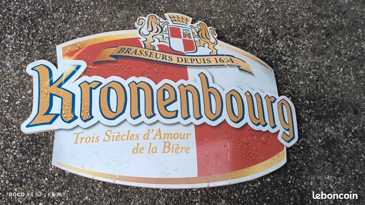 Plateau Métal Publicitaire Kronenbourg - Années 70 - Soleil Jaune/Orange - Occasion