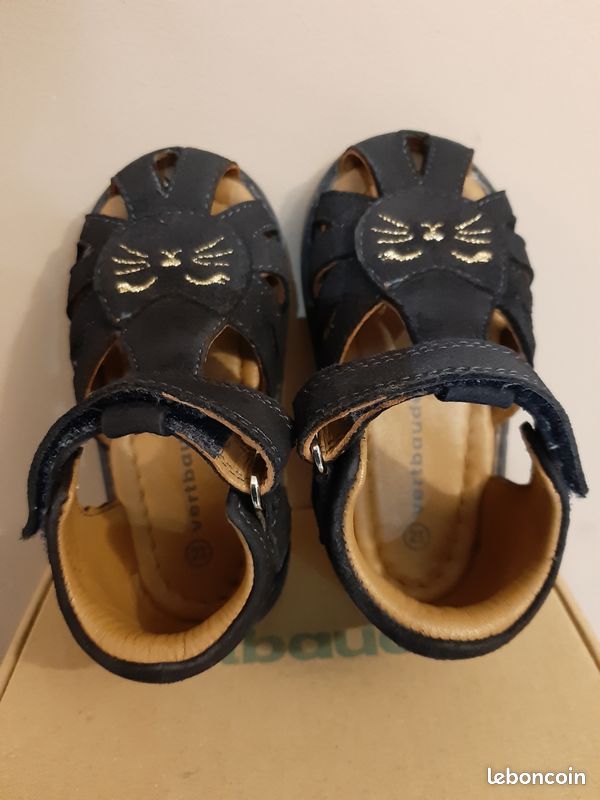 Sandales Cuir Fermées Scratch Bébé Vertbaudet - Or 21 - Confort Et Style
