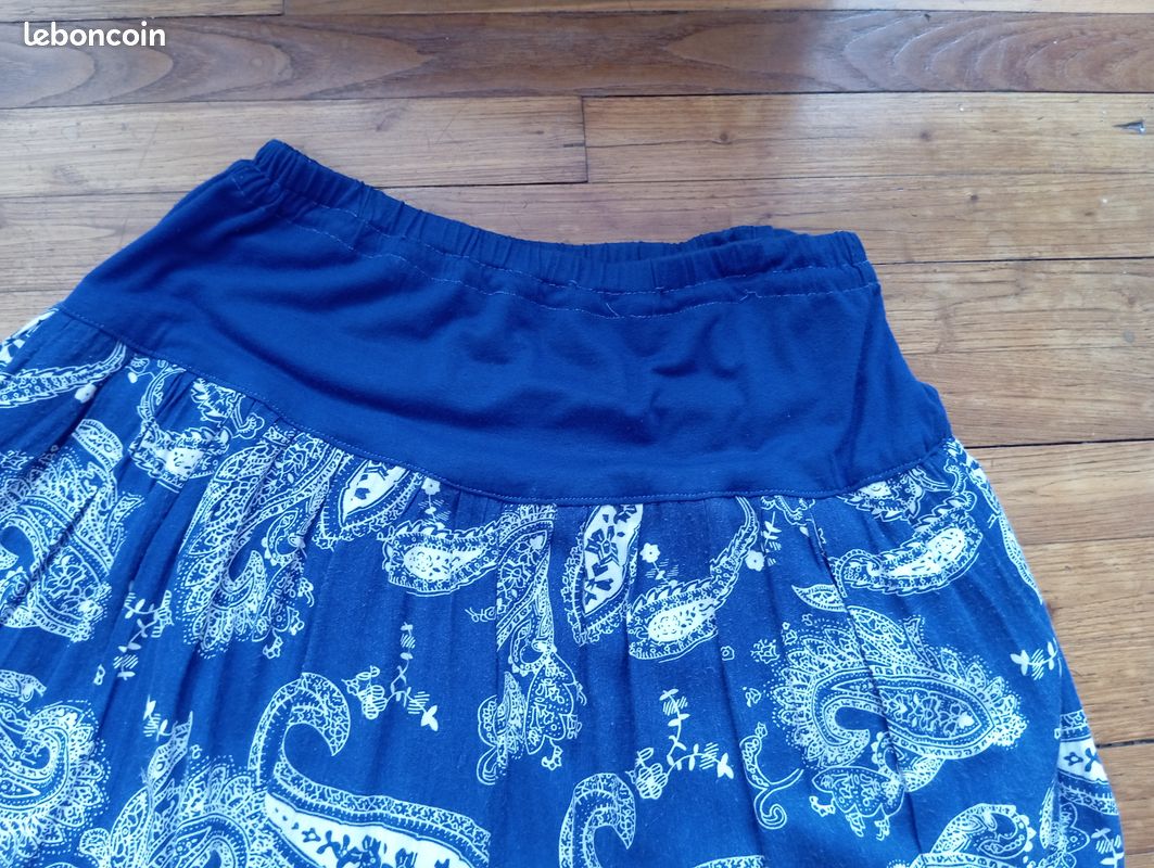 Jupe femme voile coton bleu t 40/42 (image 2)