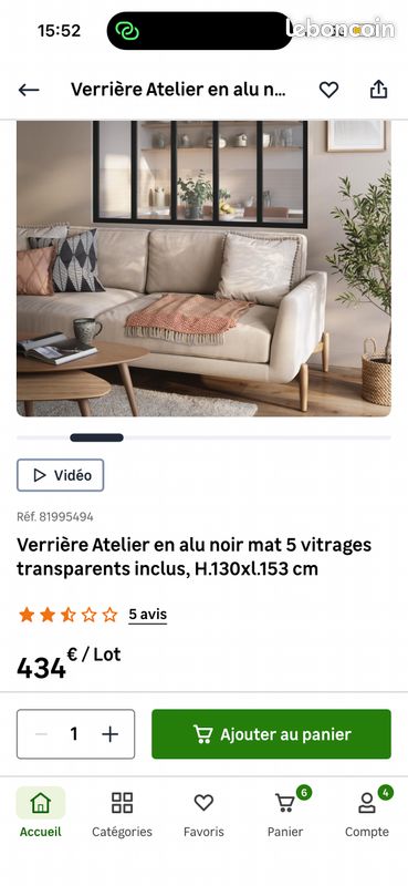 Verrière Atelier en alu noir mat h130xl153cm (image 3)
