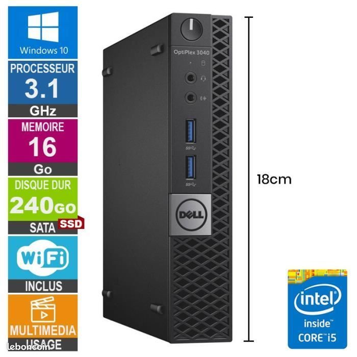 Pc dell optiplex 3020 sff i5-4570 ram 16go disque dur 2to windows 10 wifi - Unités Centrales