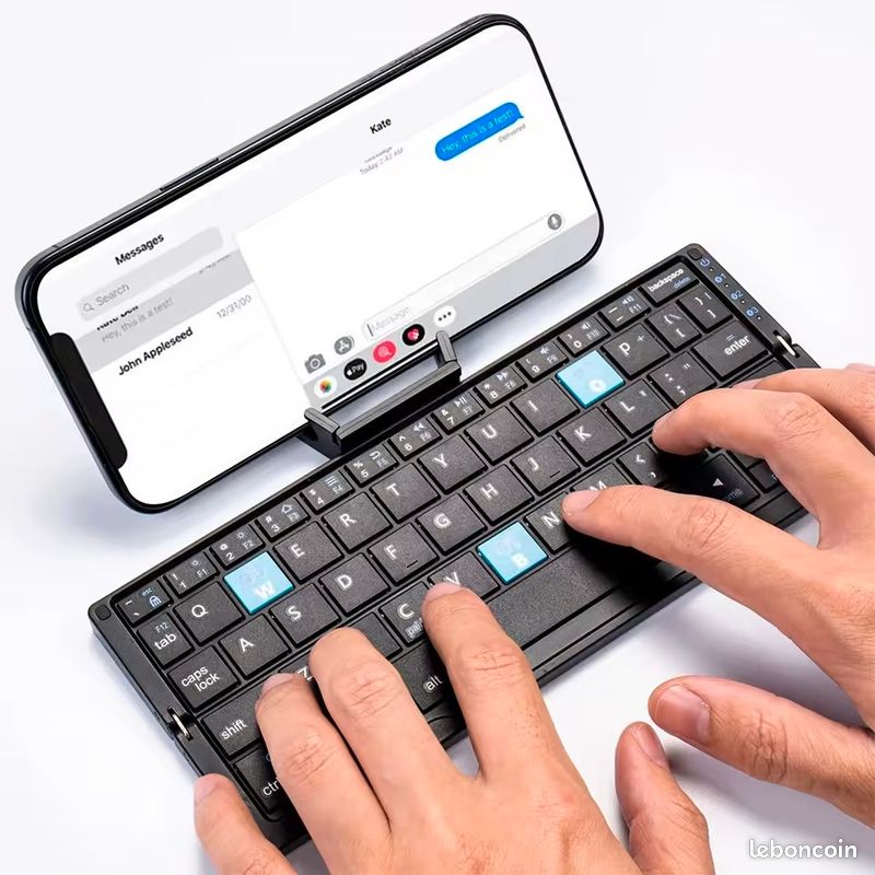 Clavier Bluetooth Pliable AZERTY Mini - Noir, Ultra Portable, Neuf Sous Blister