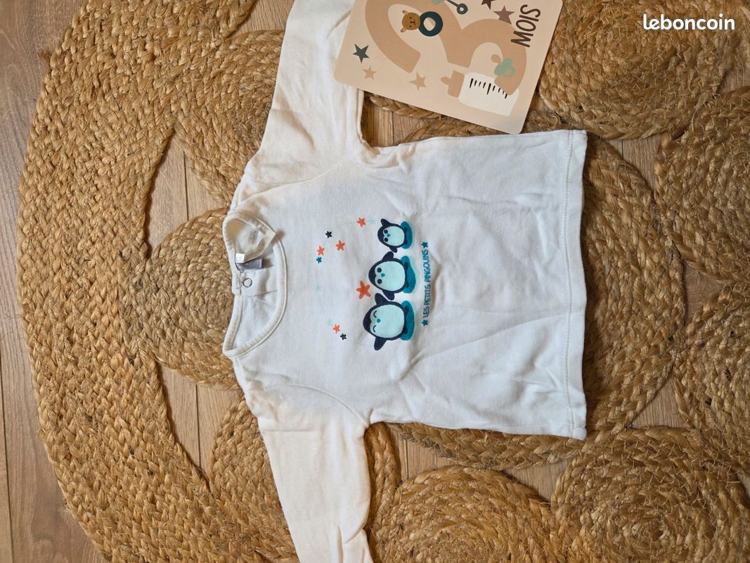 Lot De 3 T-shirts Manches Longues Gris Pour Bébé Garçon 6 Mois - Marque Orchestra - Occasion Très Bon état