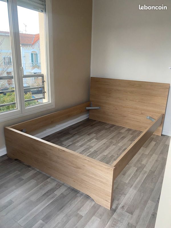 Lit adulte 2 places + sommier (image 2)