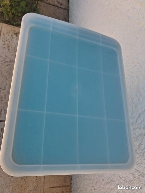 Tour tiroirs empilables rangement plastique bleu et blanc TBE (image 5)