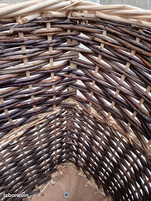 Chariot sur 2 roulettes en osier 43 X 36 X 27-41 cm 52 lites structure en acier, fond en contreplaqué (image 9)