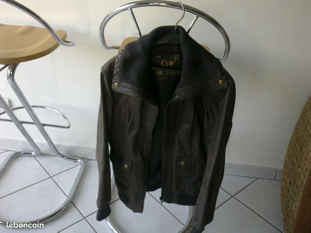 Blouson cuir marron (image 1)