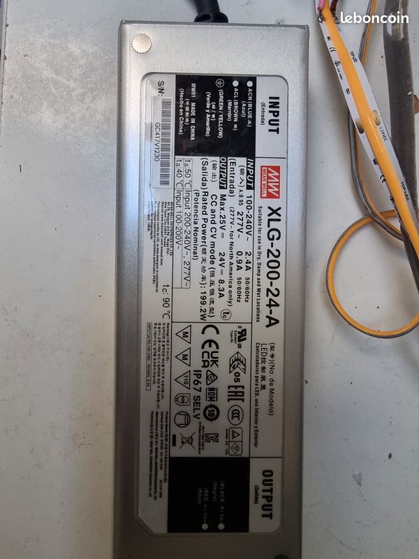 Transformateur, Alimentation à découpage AC/DC pour LED / driver LED à tension et courant régulés, étanche IP67 (image 1)