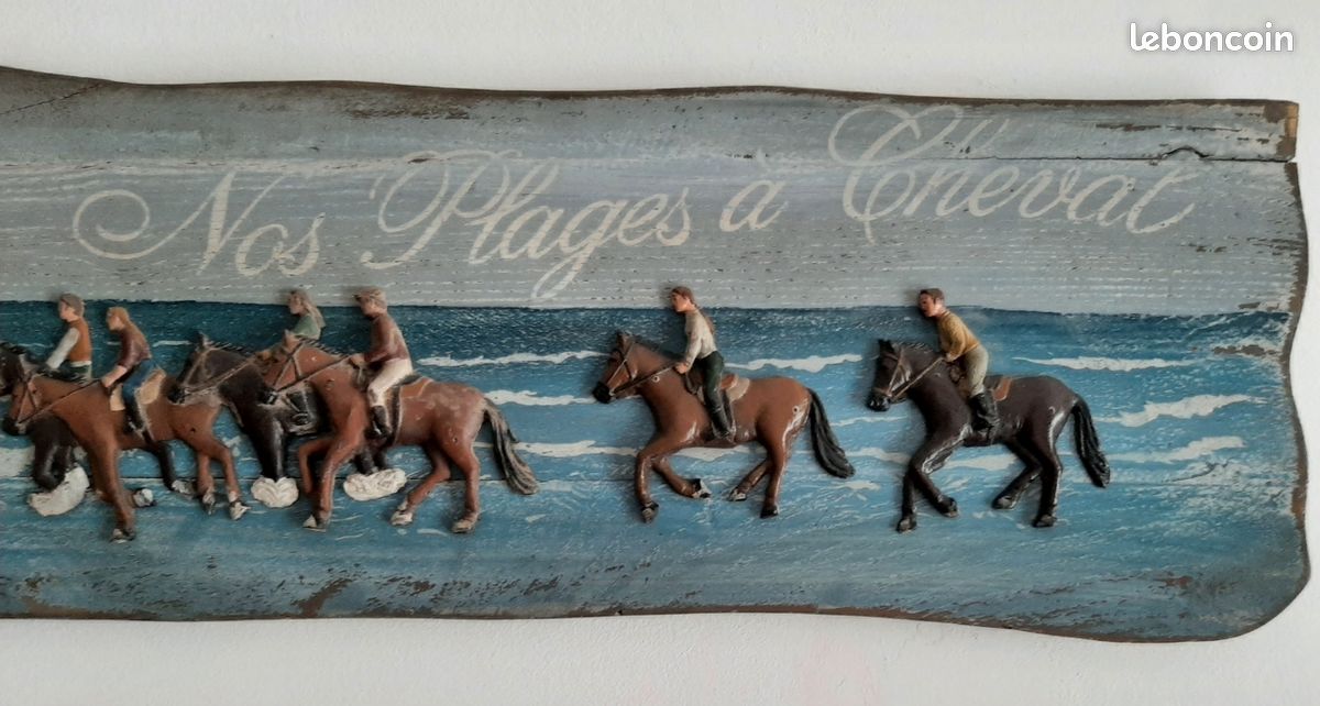 Tableau Country Corner Chevaux Au Haras – Vintage, Relief, 78x43 Cm, Prêt à Accrocher