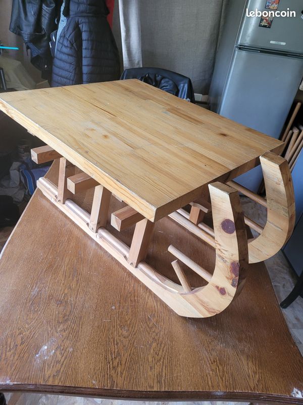 Table basse luge en pin massif Teinte huilé miel (image 5)