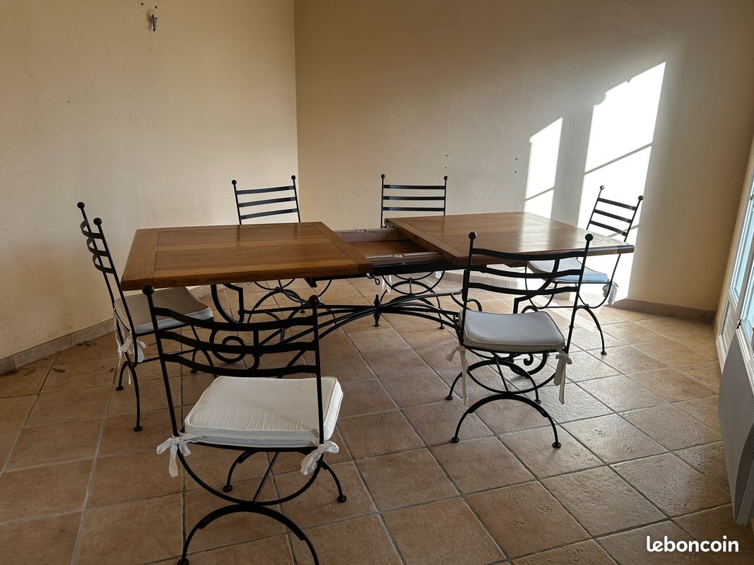 Table salle à manger chêne massif 2M(extensible 2,5M) + 6 chaises (image 7)