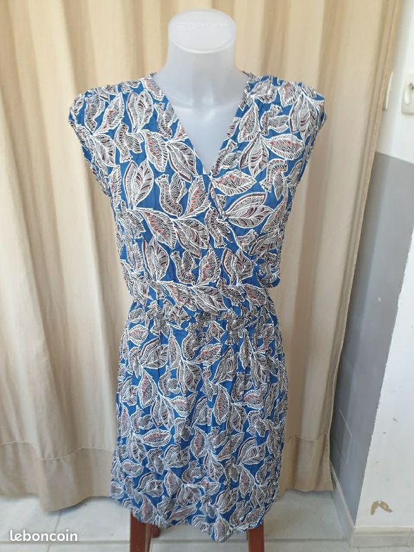 Promod femme 38 robe courte chic haut sexy portefeuille bleu