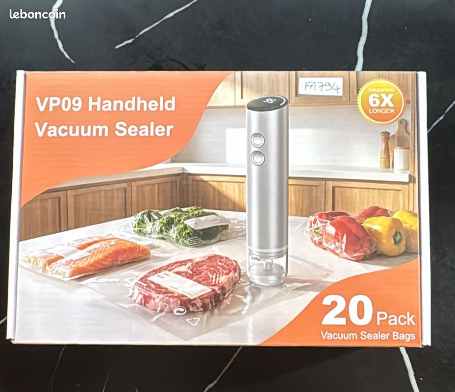 Machine sous Vide Alimentaire Portable avec 20 Sacs Réutilisables 70kPa Puissant Appareil Mise Sous Vide avec Réservoir Visible, Auto&Pulse, Alliage d'Aluminium, Écran LED, pour Secs&Humides (image 5)