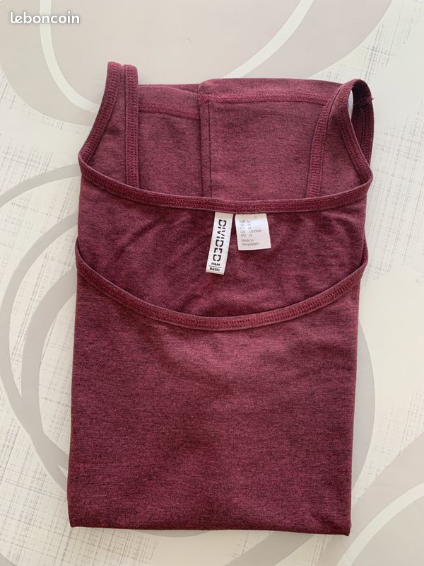 Top H&M Bordeaux - Taille 38/2/S/36 Eur - En Viscose/polyester - Neuf Sans étiquette