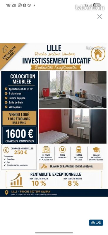 Appartement 5 pièces 75 m² · à Lille · 75 m² · 189 000 €