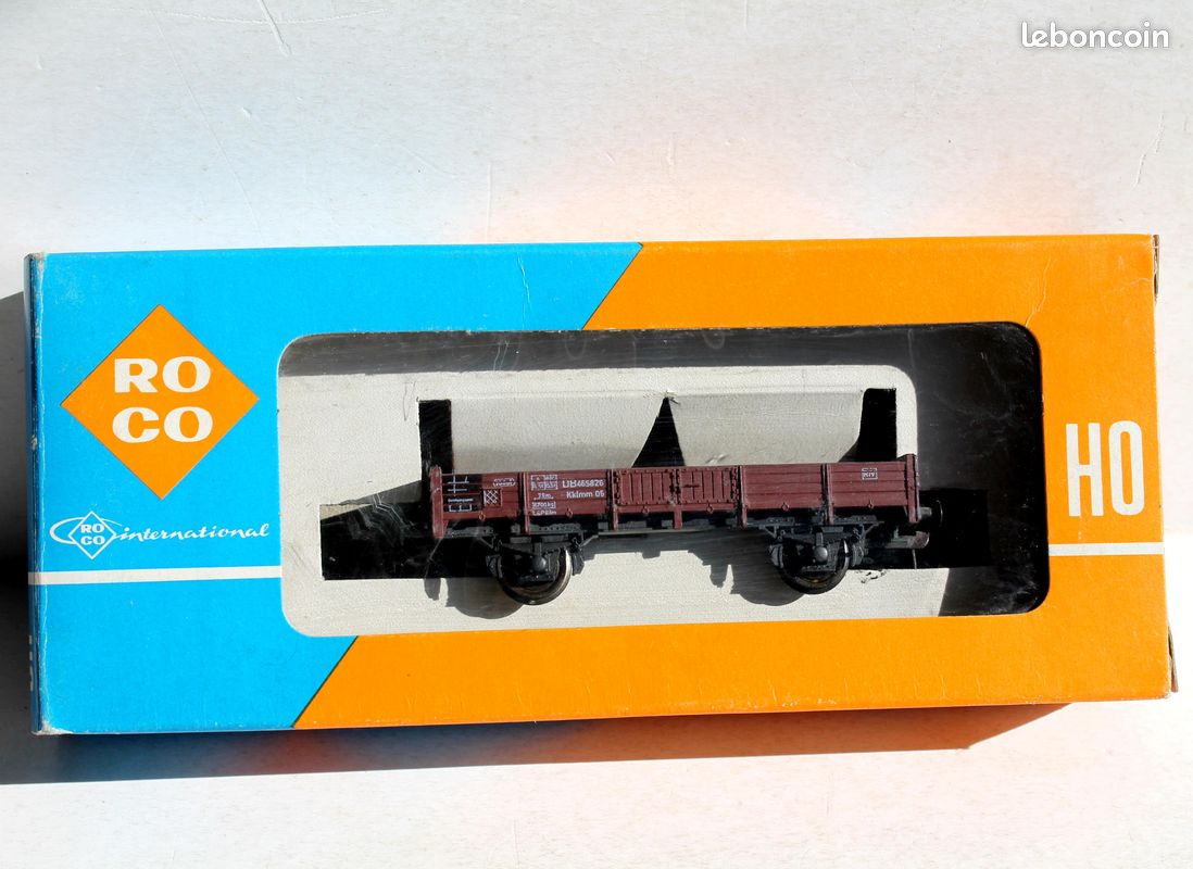 Roco 6743C Ho Sncf Wagon Plat Transport Engins Militaires Char Anglais en Métal sans Boite