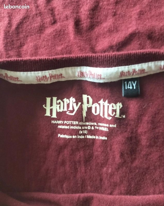 T-shirt Harry Potter Fille – Rouge – 13-14 Ans – Logo Graphique – Coton