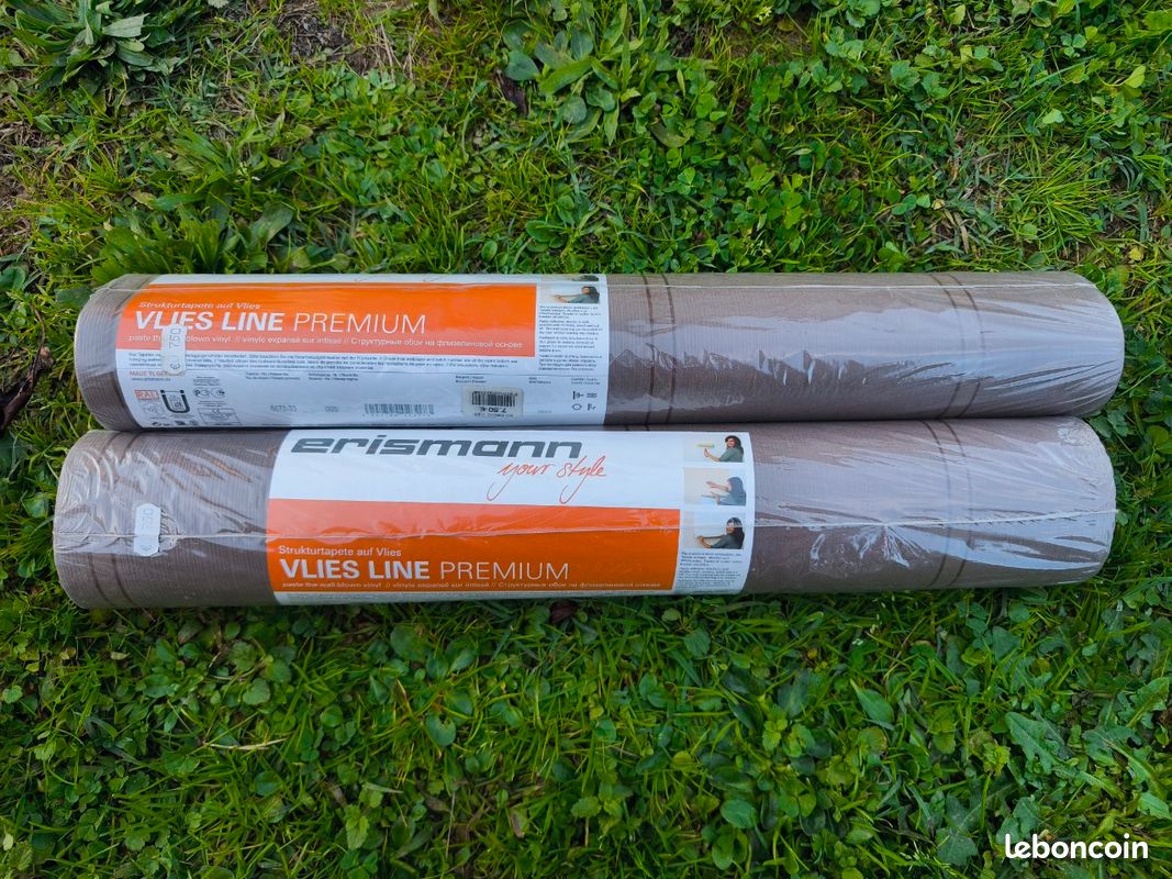 Lot de 2 rouleaux de papier peint Erismann Vlies Line Premium - Marron/Taupe Structuré - NEUF (image 2)