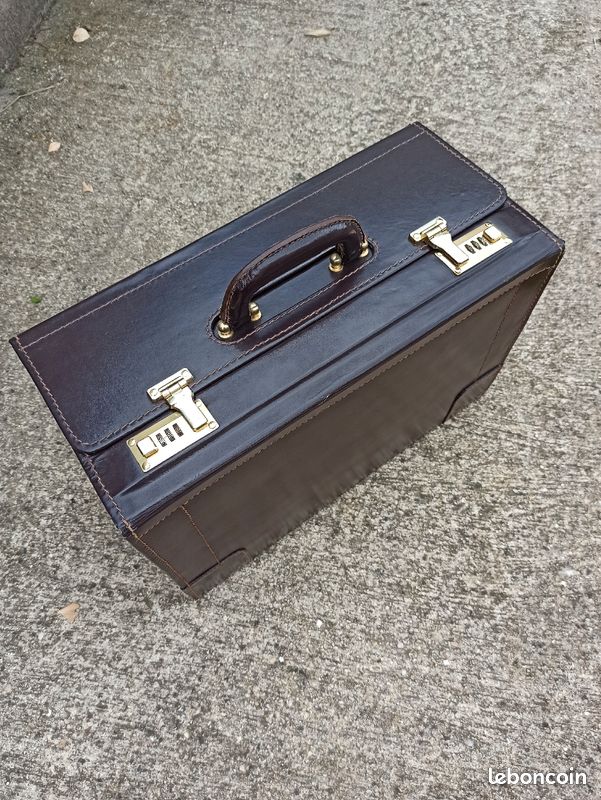 Valise rigide cuir marron pleine fleur Neuve Accessoires Bagagerie
