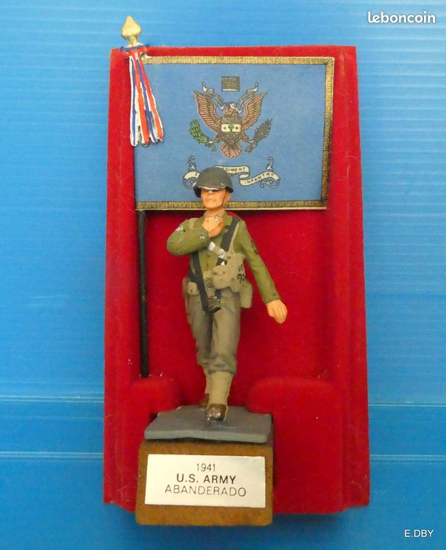 Soldat De Plomb Américain 1941 US Army Porte-drapeau - Ancien, Fabrication Espagnole