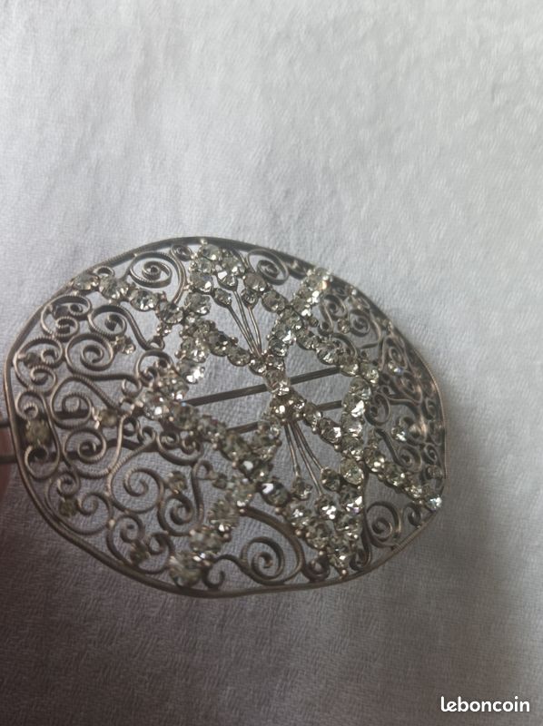 Belle broche ancienne en argent filigrane (image 1)