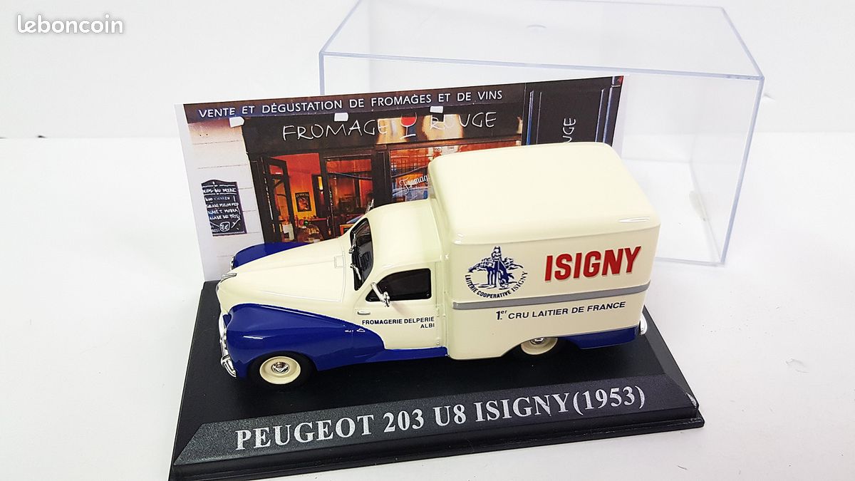 Coche Miniatura 1/43 Peugeot 203 U8 Isigny 1953 - Modelo Coleccionismo, Metal, Con Base Y Caja