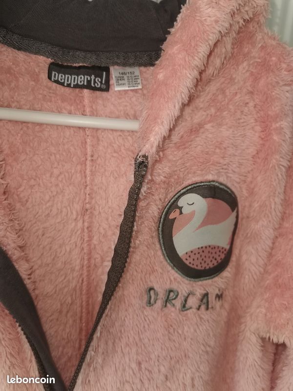 Combipyjama capuche zip rose saumon 10 /12 ans Vêtements