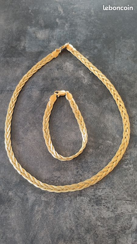 Collier et bracelet chaine tressées (image 1)
