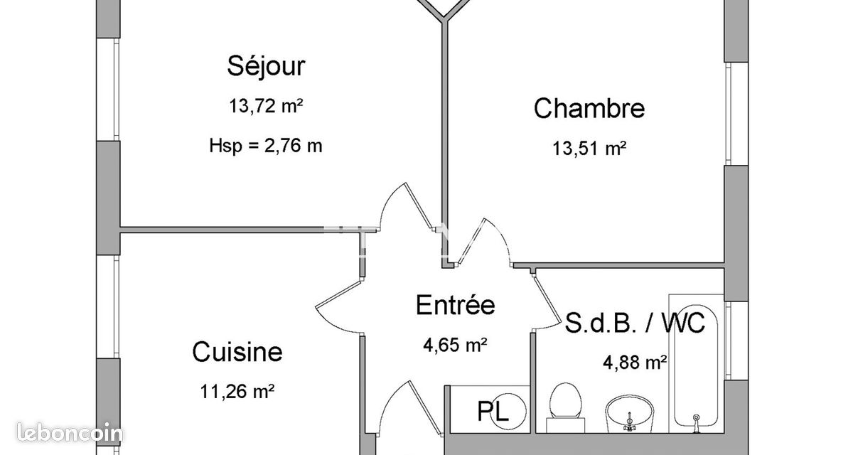 Appartement 2 pièces 48 m² · à Saumur · 48 m² · 533 €/mois