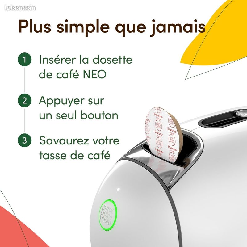 NESCAFÉ DOLCE GUSTO NEO CAFFE - Machine À Café KRUPS pour Dosettes Compostables - Technologie Brevetée SmartBrew 3-En-1 - Cafetière Connectée - NEUF (image 2)
