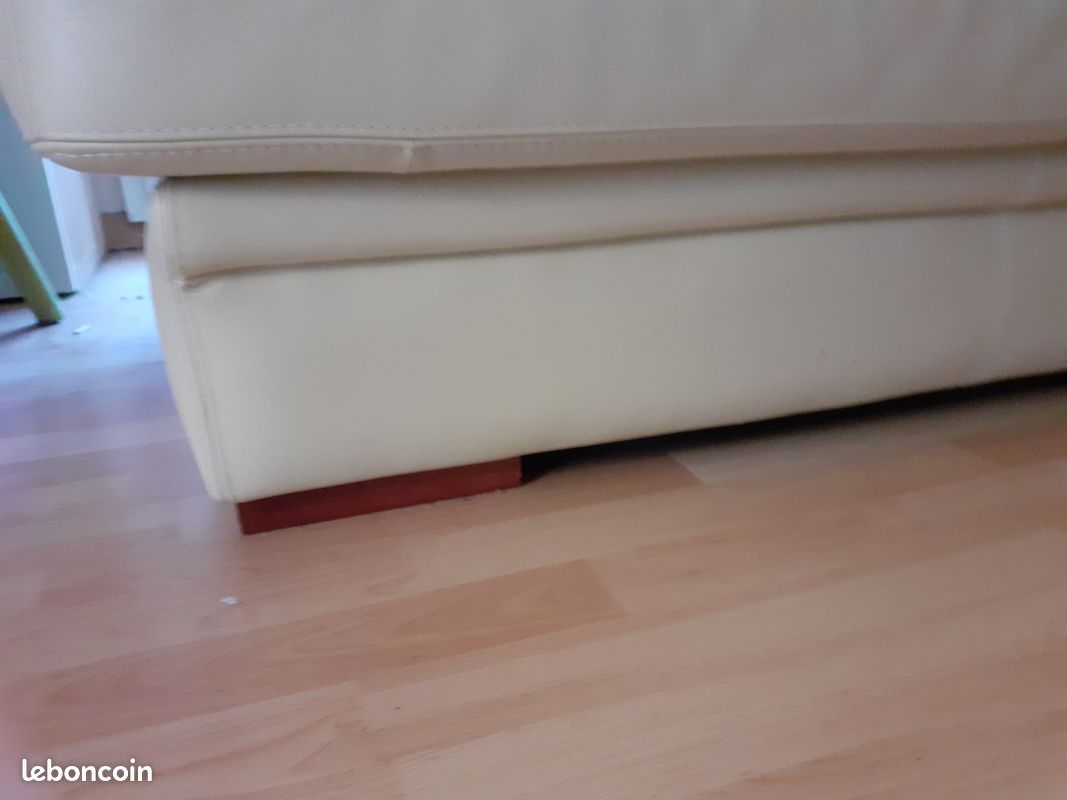 Vend canapé cuir beige (image 5)