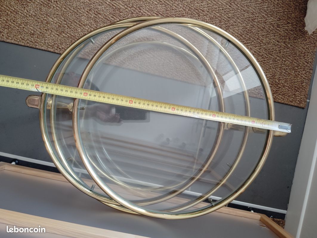 Table Basse Pivotante en Laiton & verre dans le style de Milo Baughman, 1970s (image 6)