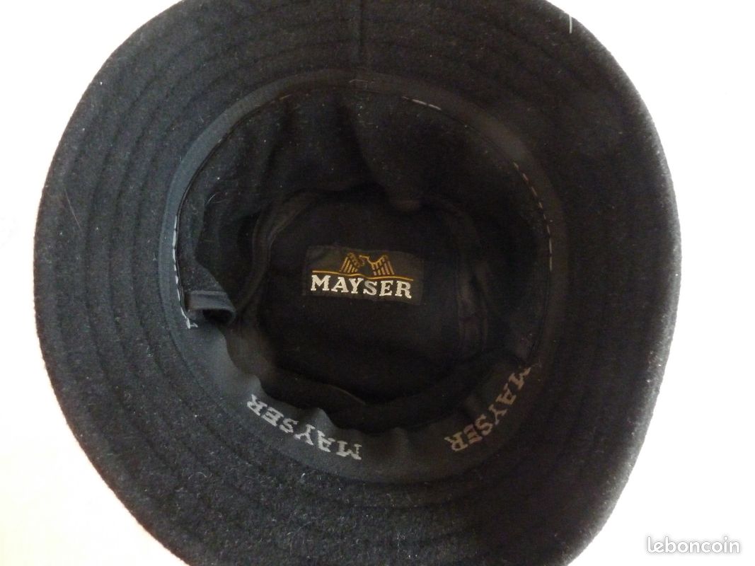 Chapeau noir en 80% laine et 20 % Polyamid Provenance Allemagne vintage en bon état Taille 56 (image 9)