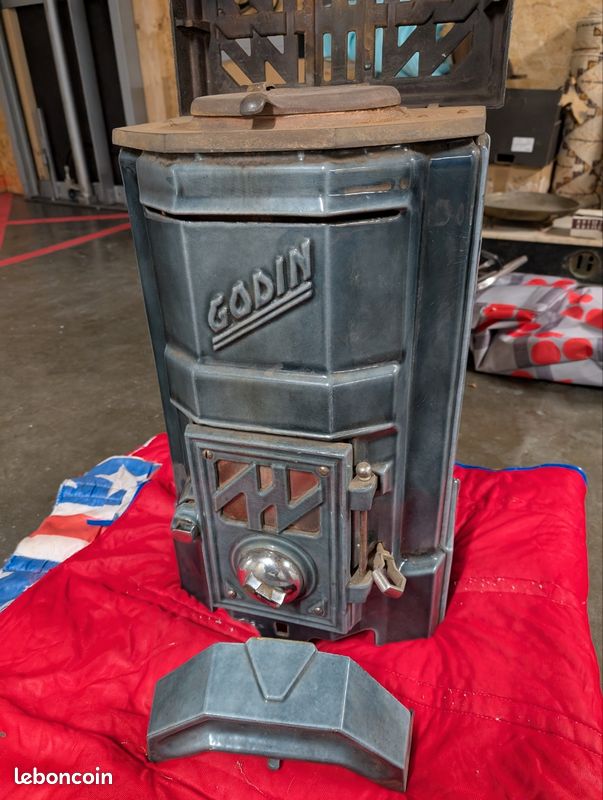 Bavette à Cendre Godin 159 émaillée Bleu - Fonte - Pour Poêle Bois/charbon - Occasion