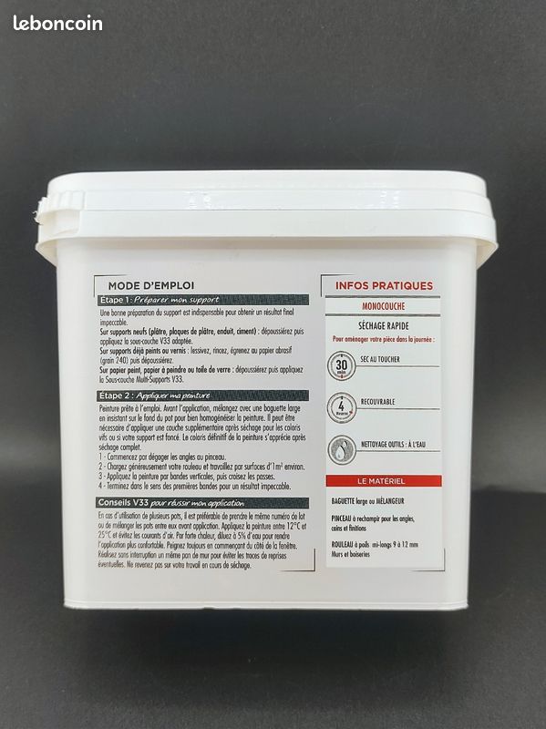 Peinture V33 COLORISSIM Multi-supports, Couleur CERISE EXQUISE SATIN 1L (image 7)