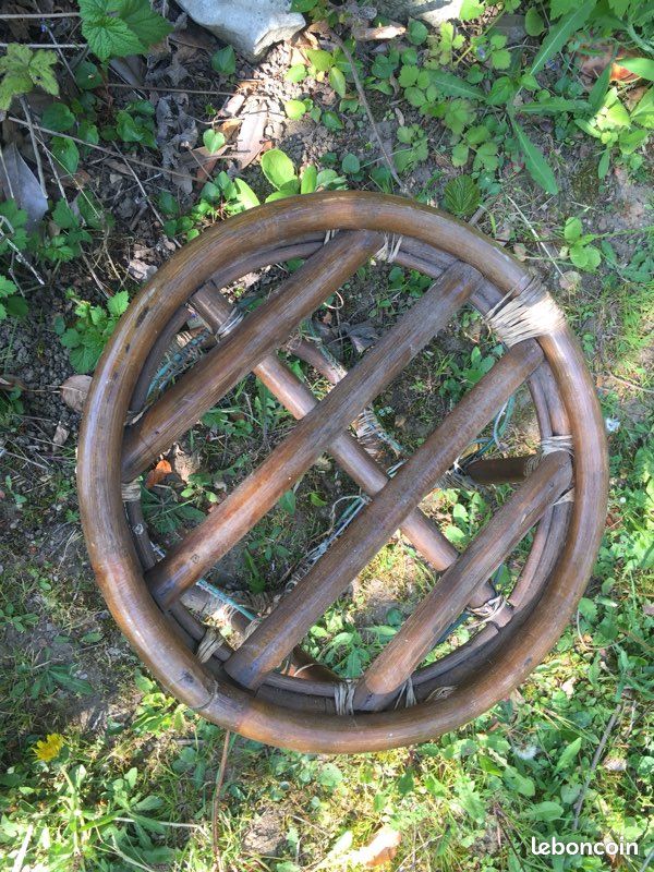 2 tabourets bois genre rotin (image 3)