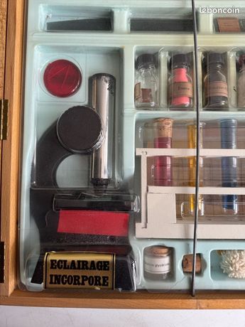 Ancien Jeu Scientifique GEGE Le Docteur En Biologie Avec Microscope Et Boîte En Bois