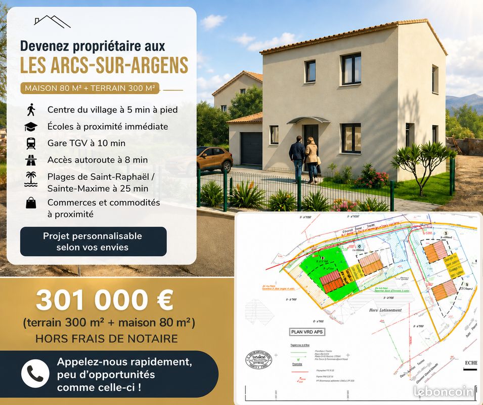Maison 4 pièces 80 m² · à Les Arcs · 80 m² · 301 000 €