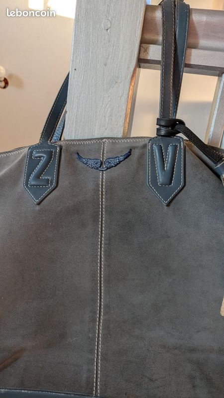 Sac cabas Zadig et Voltaire mick suède bleu (image 3)