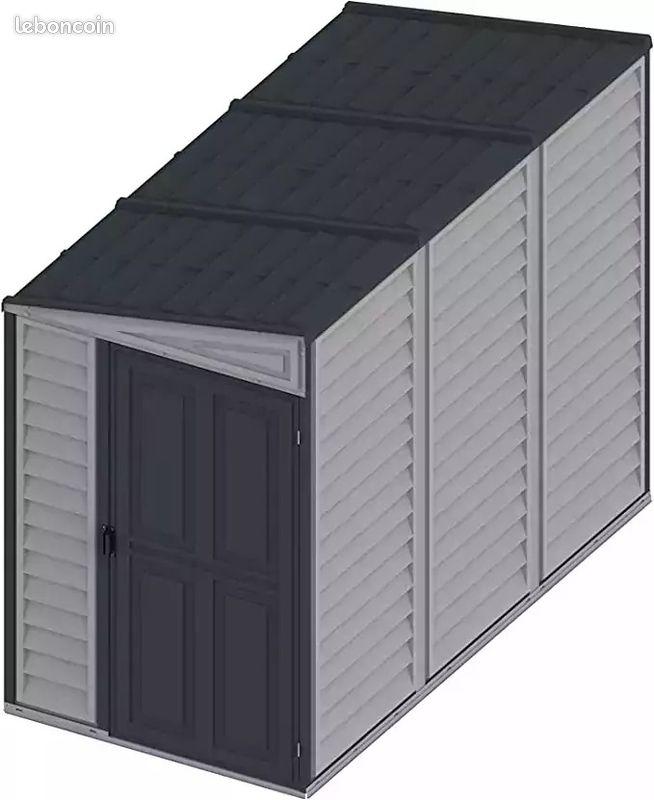 Abri Jardin PVC Adossable Gris Abri PVC Monopente + Kit Fondation (image 2)