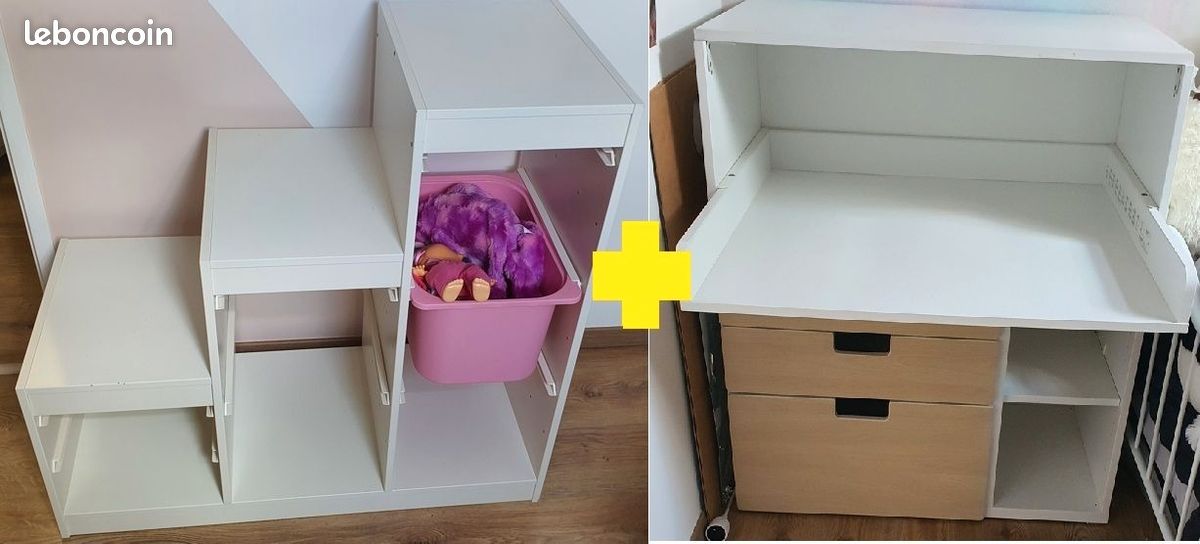 Ensemble meuble rangement et table à langer bureau IKEA (image 1)