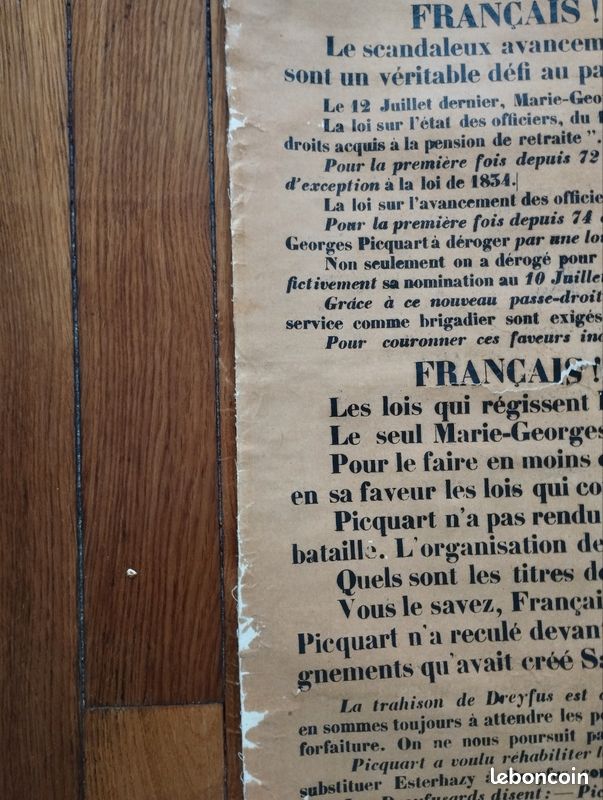 Action Française, Grande affiche entoilée, 1906, "2e Appel au Pays - Picquart au Ministère" (image 3)